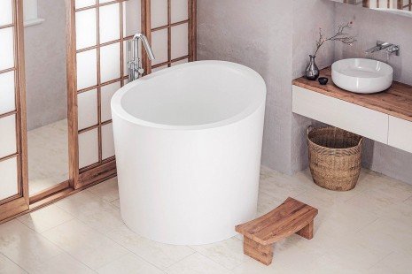 Aquatica True Ofuro Mini Freestanding Stone Japanese Soaking Bathtub 03